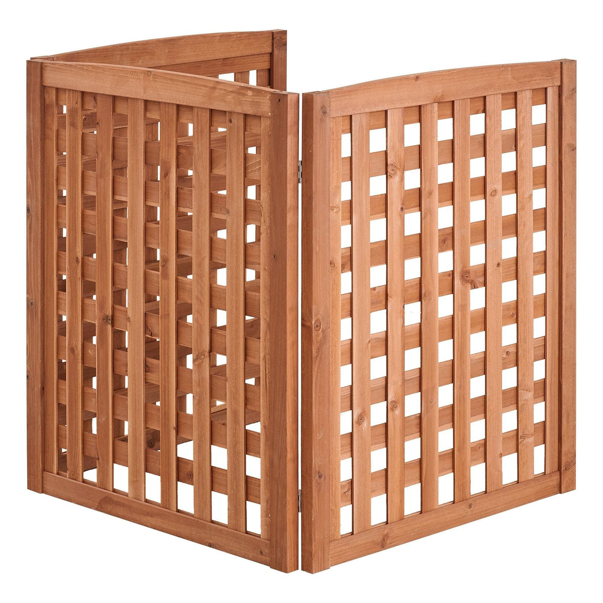 Wooden Privacy Fence, 32 x 38 inch Air Conditioner Fence, 3 Panel Solid Outdoor Wood Privacy Screen with Adjustable Angle, Hinge-Reinforced Structure, Trash Can Hider Fences for Garden