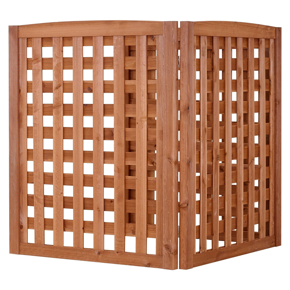 Wooden Privacy Fence, 32 x 38 inch Air Conditioner Fence, 3 Panel Solid Outdoor Wood Privacy Screen with Adjustable Angle, Hinge-Reinforced Structure, Trash Can Hider Fences for Garden