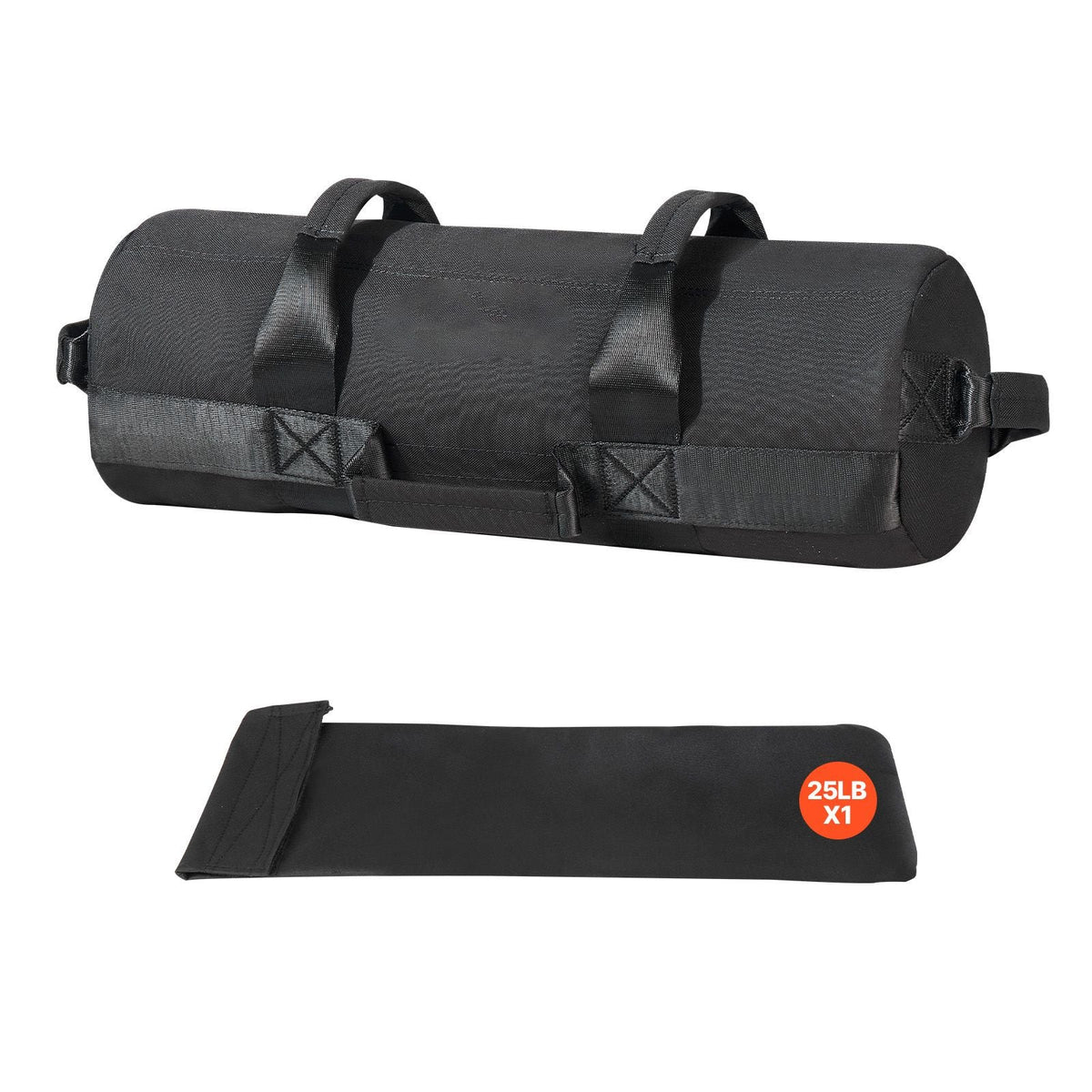 Workout Sandbag, Heavy Duty Workout Power Bags with Handles, 5-25 lbs Adjustable Slam Bag for Fitness Strength Weight Training Cross-Training, Home Gym Exercise, Black (Unfilled)
